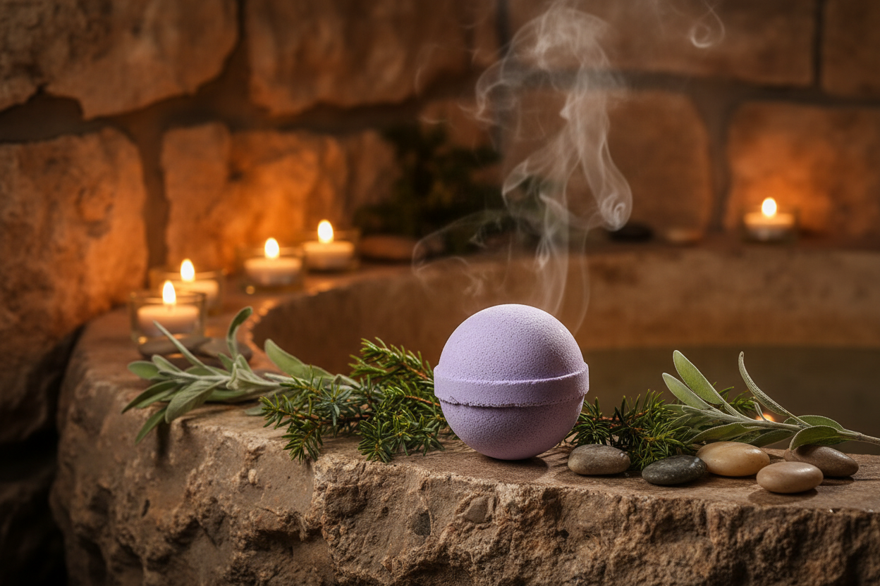 Clary Sage & Juniper Bath Bomb - Rustic Spa