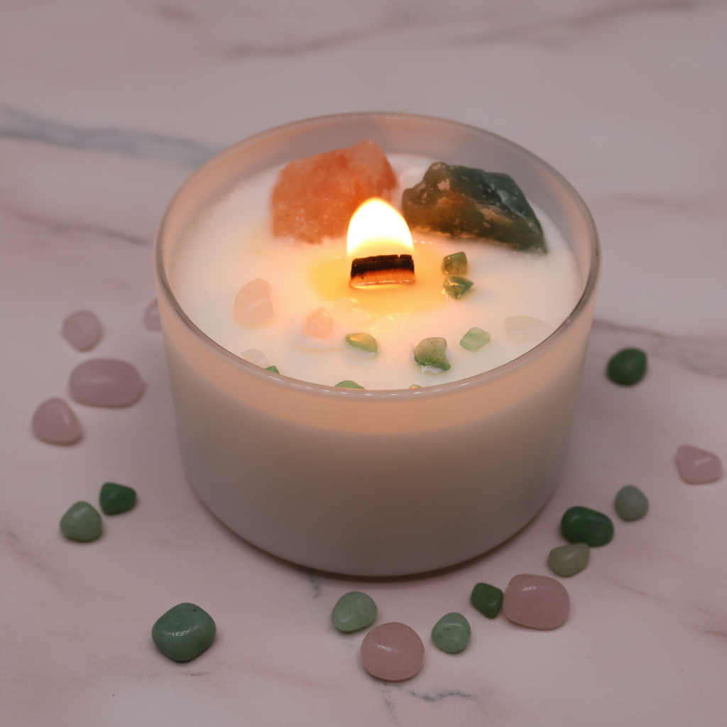 Heart Chakra Crystal Candle
