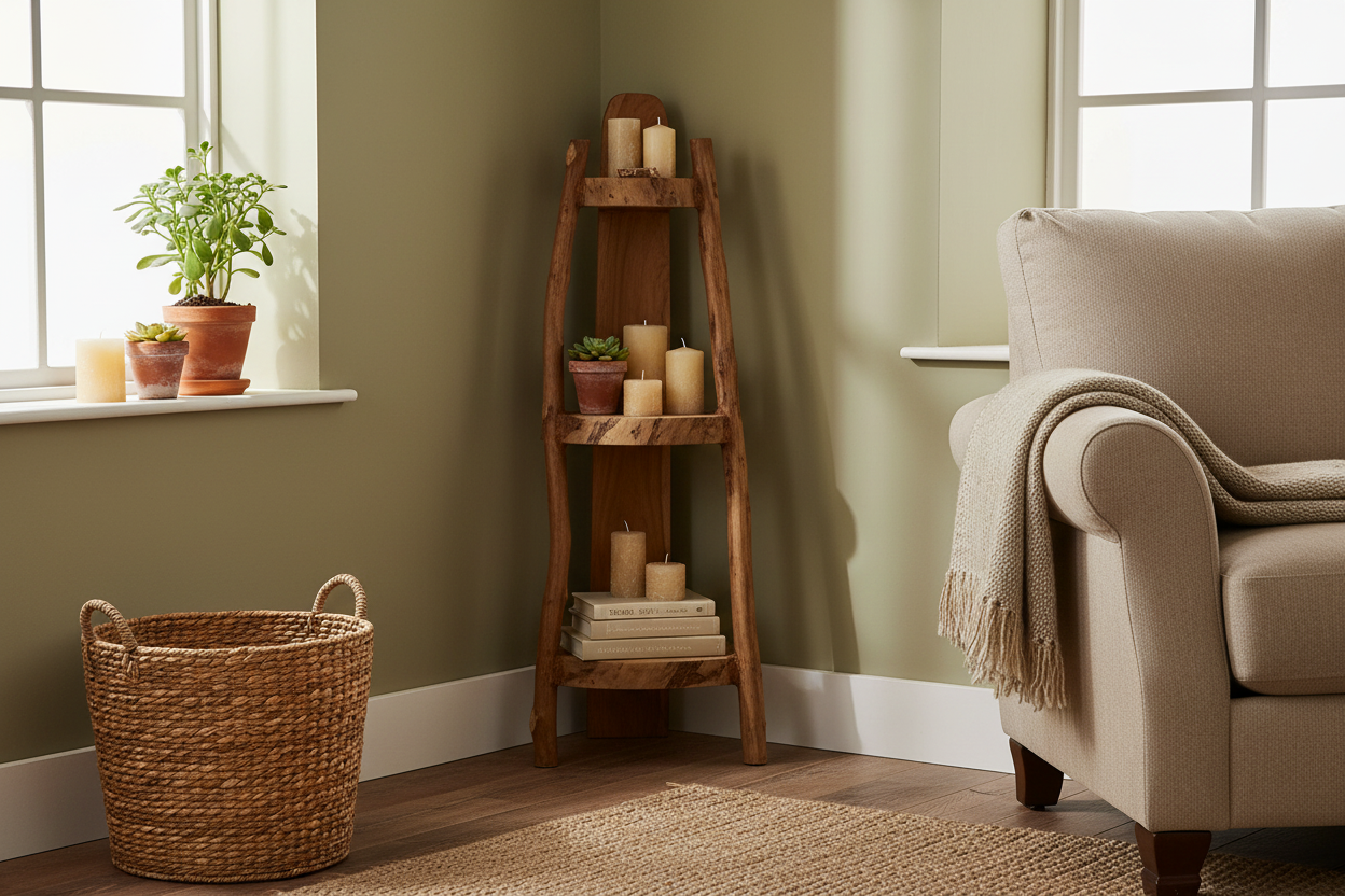 Natural Teak Corner Unit - Rustic