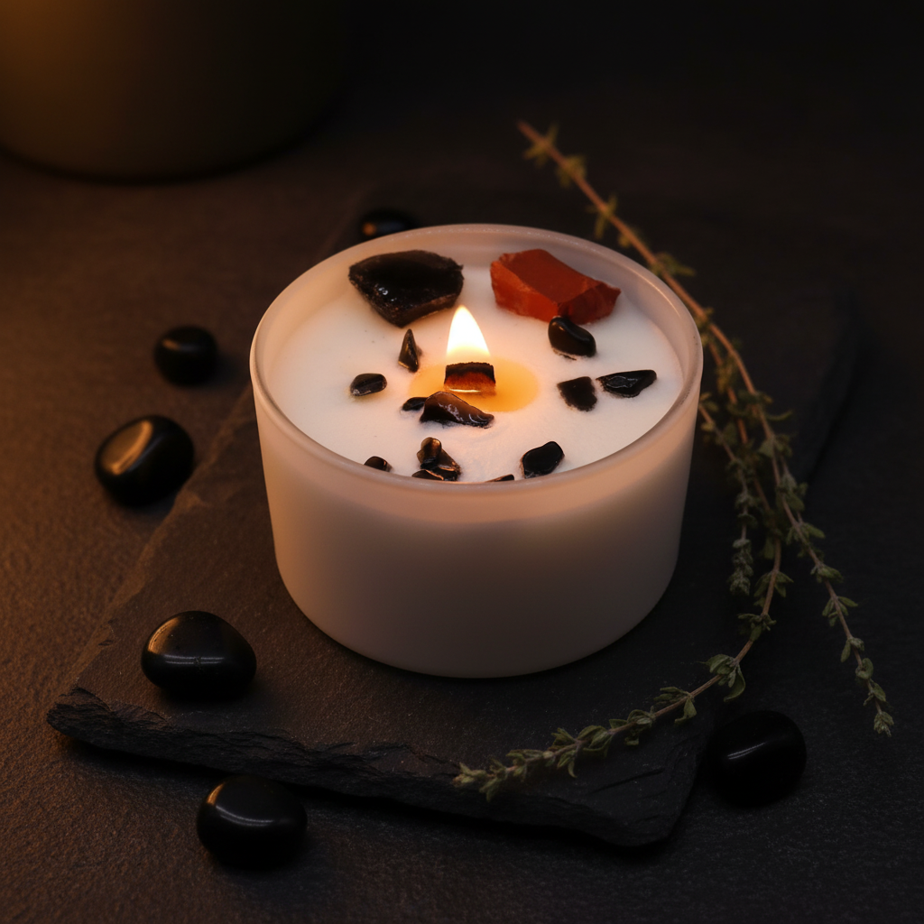 Root Chakra Crystal Candle - Lifestyle