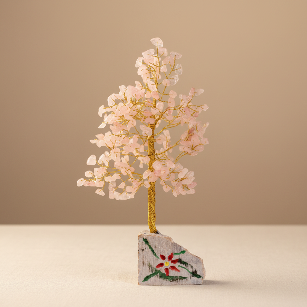Rose Quartz Gemstone Tree - Clean Product Shot