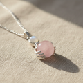 Rose Quartz Pendant - linen background