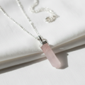 Rose Quartz Point Pendant with Chain