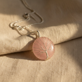 Rose Quartz Tree of Life Necklace - Natural Lifestyle Shot
