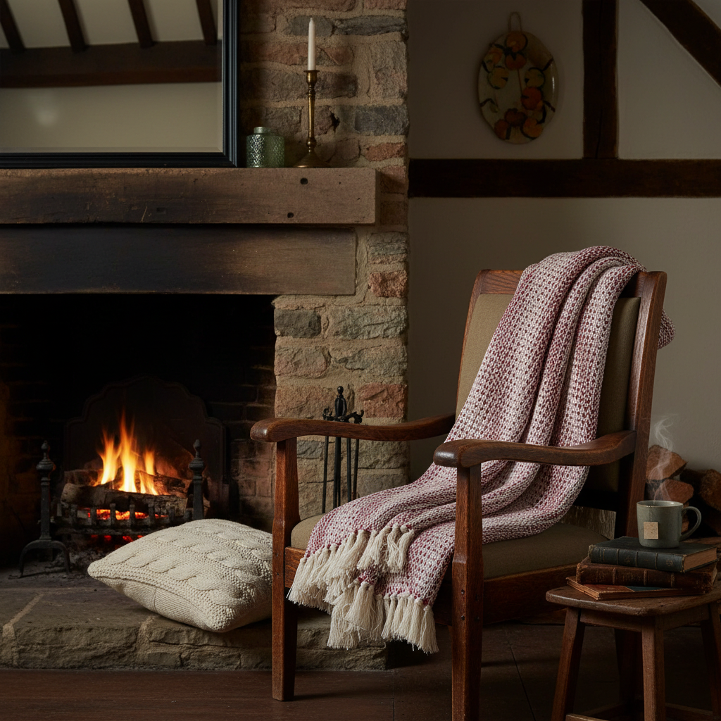 Ruby Two Tone Throw - Rustic Cottage