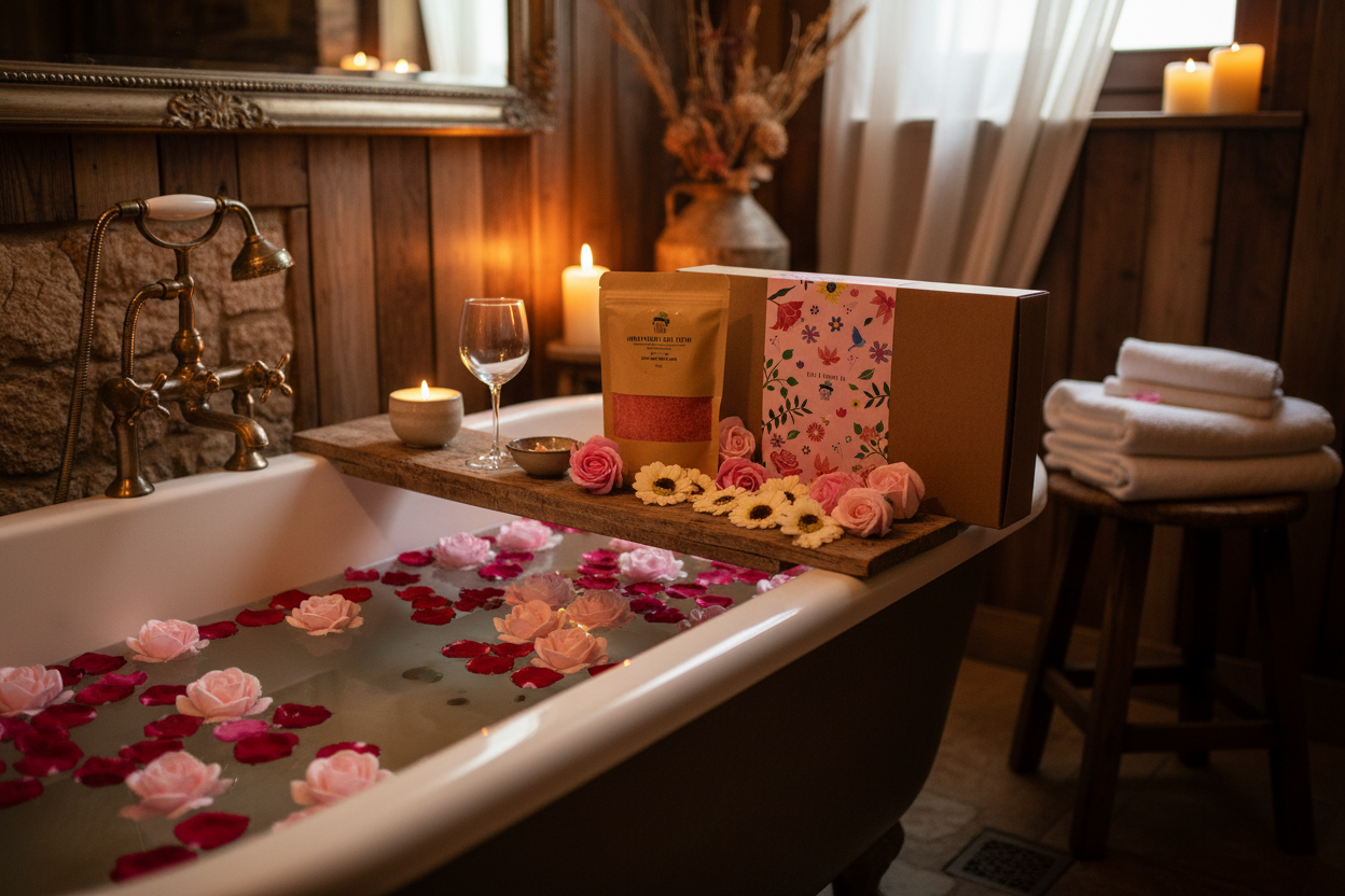 Salt Soak Set Passion — Romantic Rustic Spa Bathroom