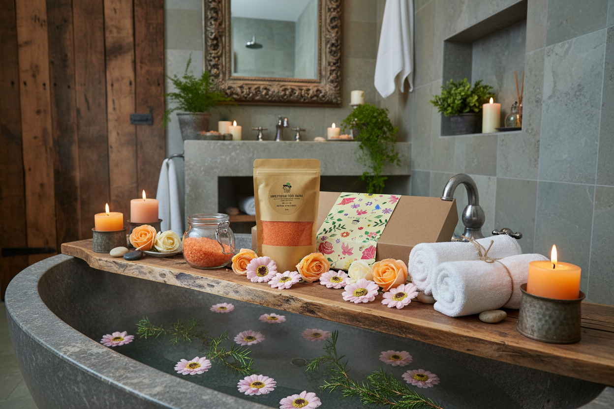 Salt Soak Set Total Detox — Rustic Spa Bathroom