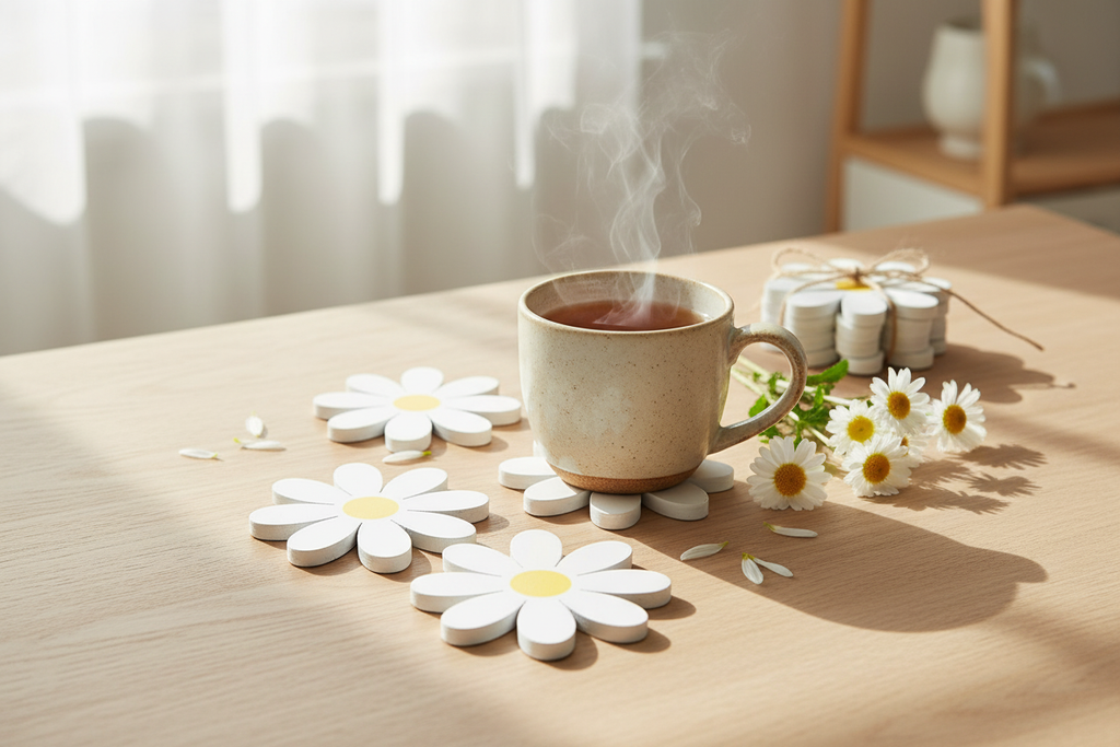 Set of 4 Daisy Shaped Coasters