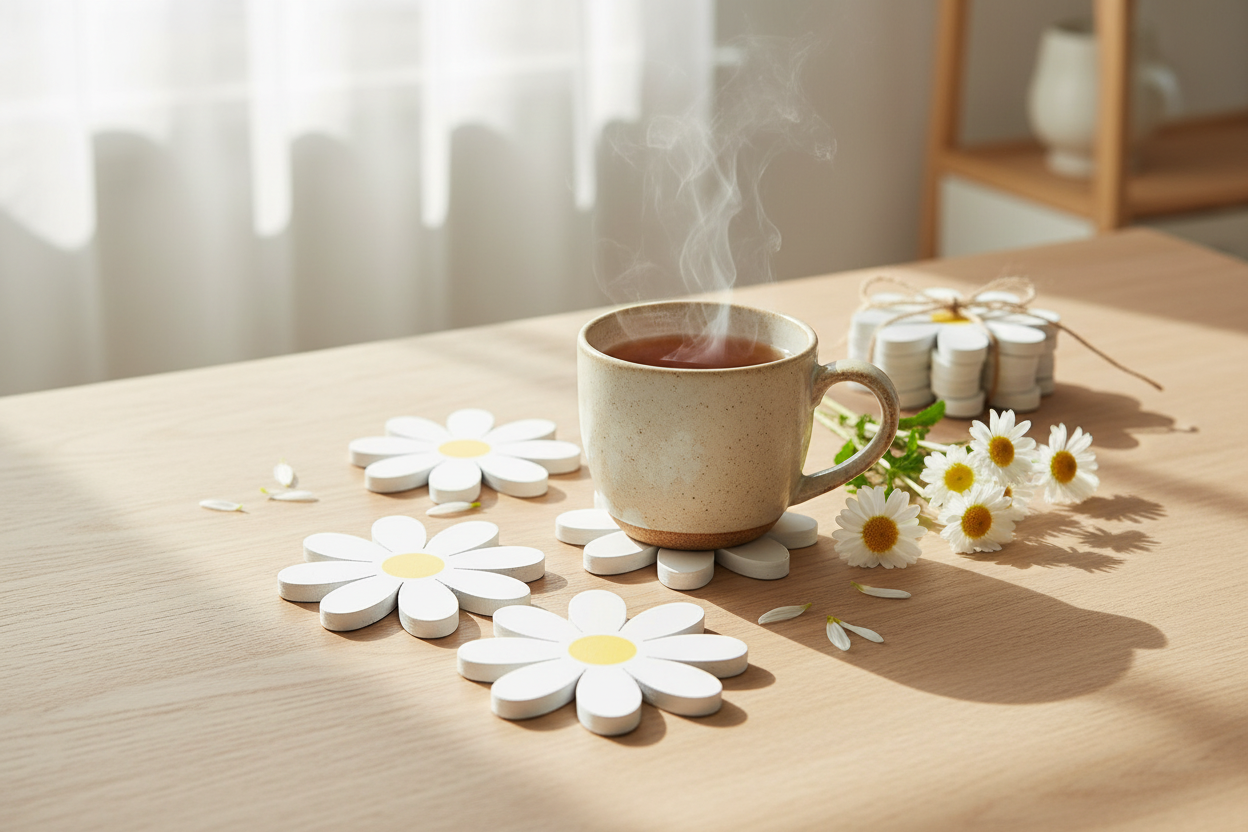 Set of 4 Daisy Shaped Coasters