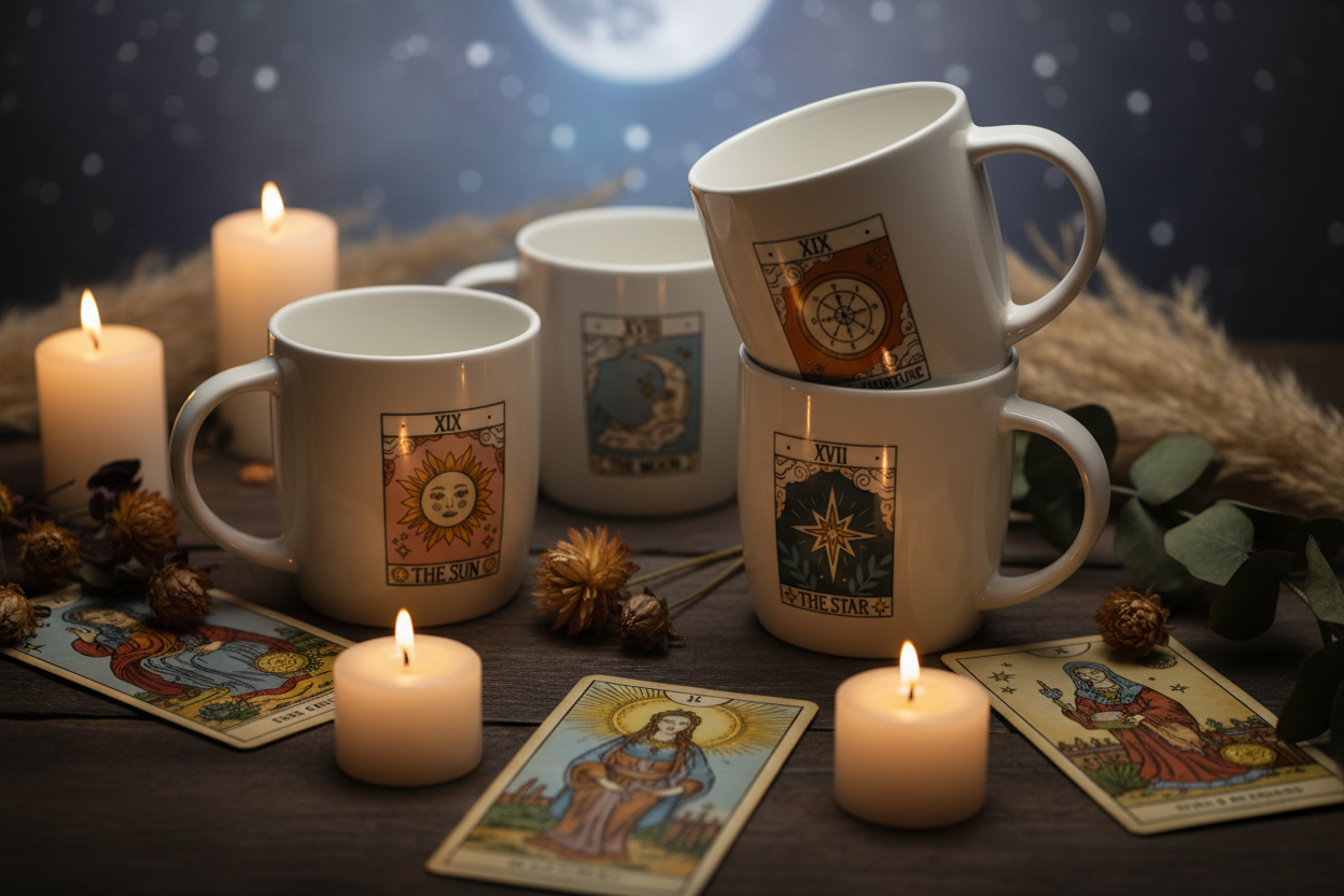 Set of 4 Vintage Tarot Mugs