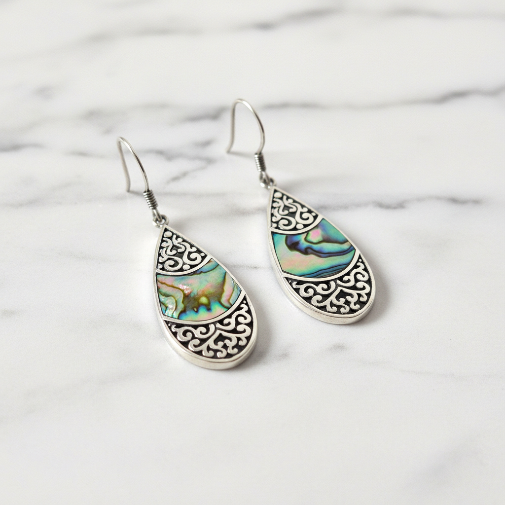 Shell & Silver Abalone Earrings - product reference
