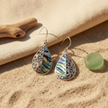 Shell & Silver Teardrop Abalone Earrings - Lifestyle
