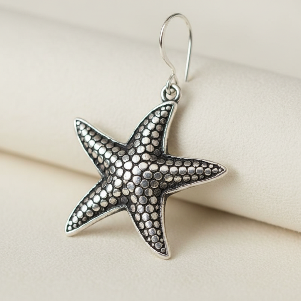 Silver Starfish Earring - Product Focus