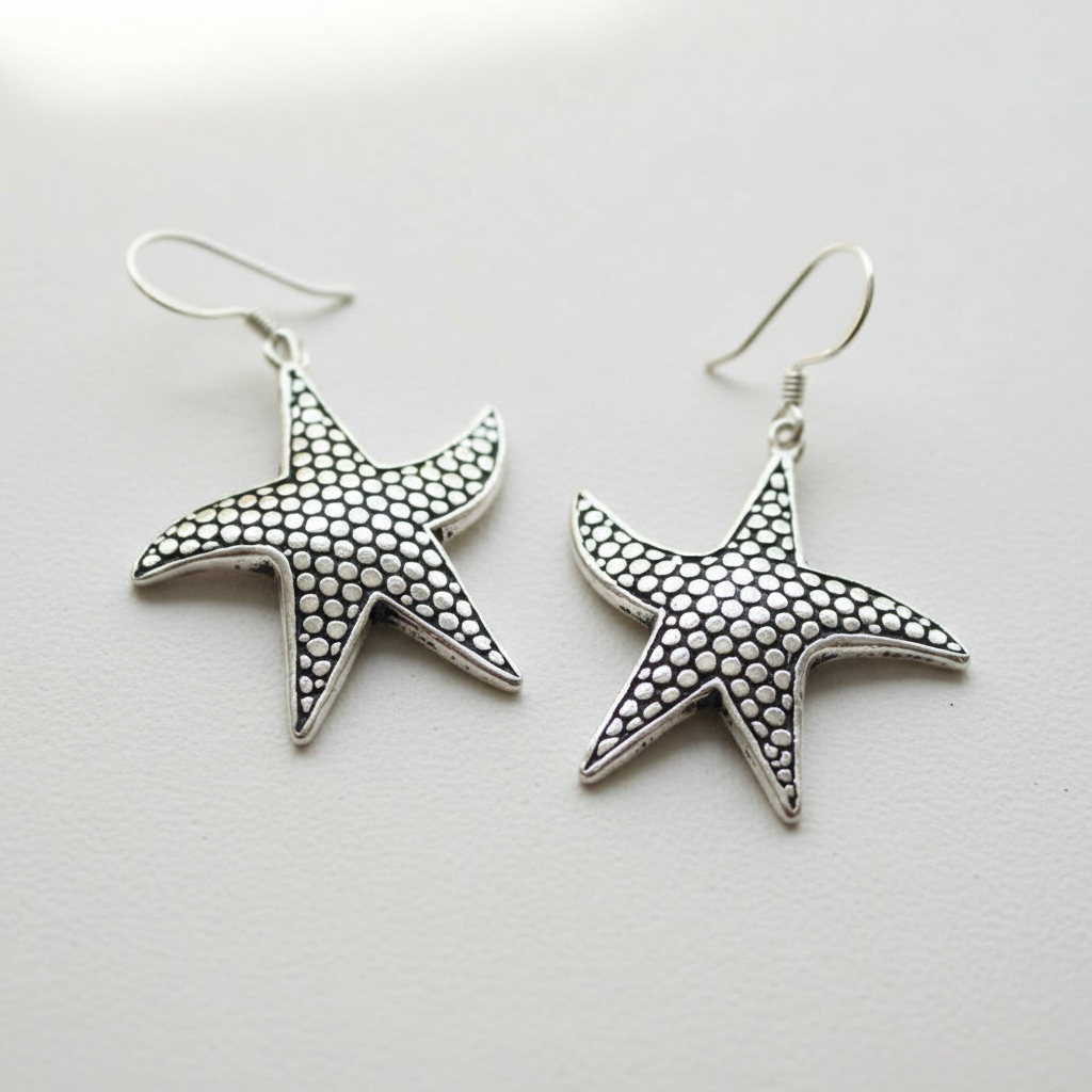 Silver Starfish Earring Set