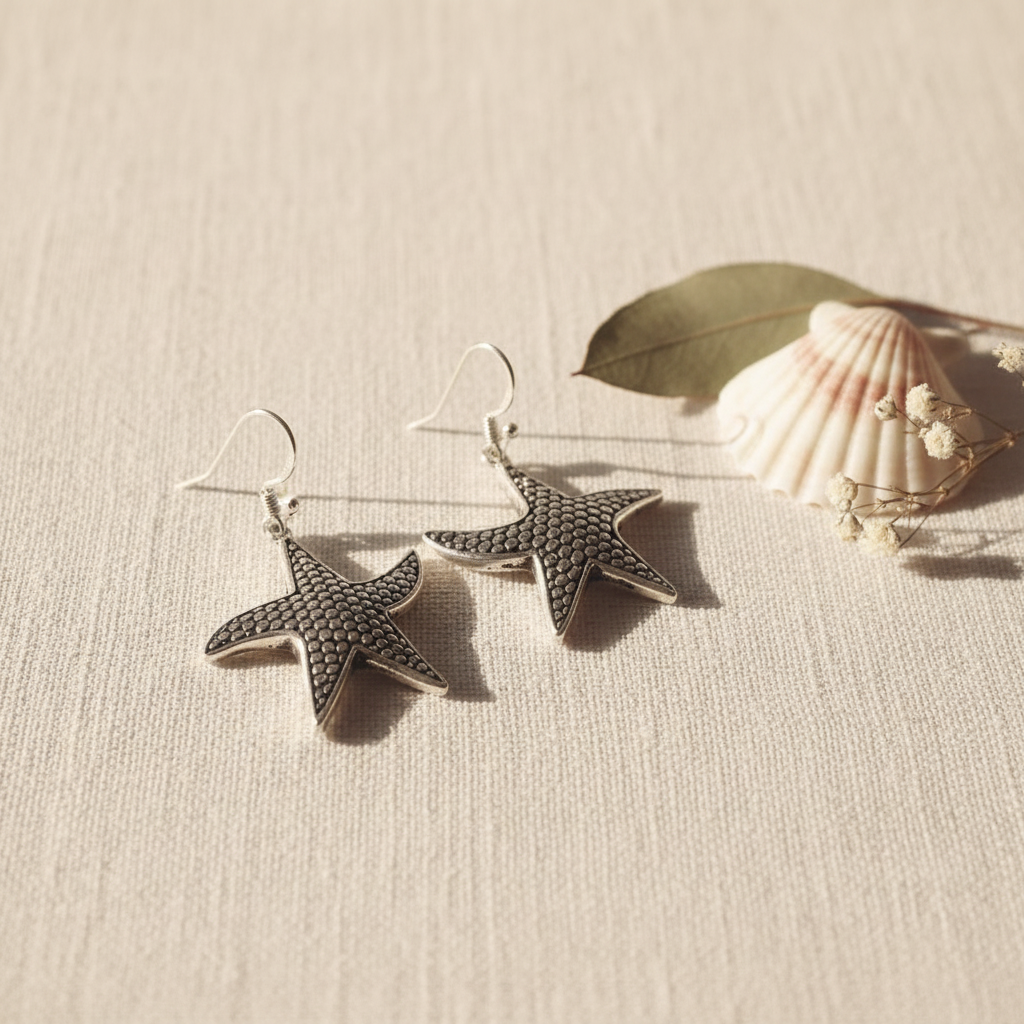 Silver Starfish Earrings - Lifestyle