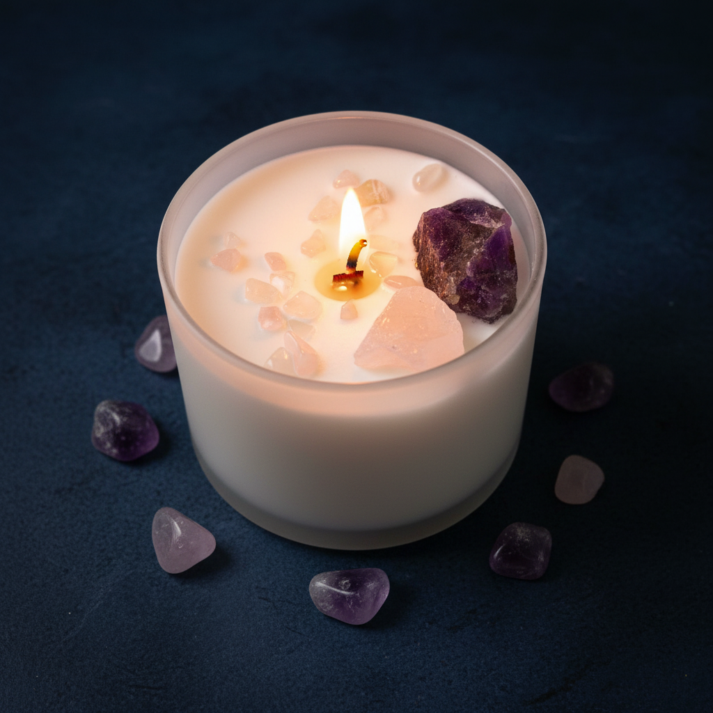 Third Eye Chakra Crystal Candle