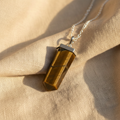 Tiger Eye Flat Pencil Pendant with Chain