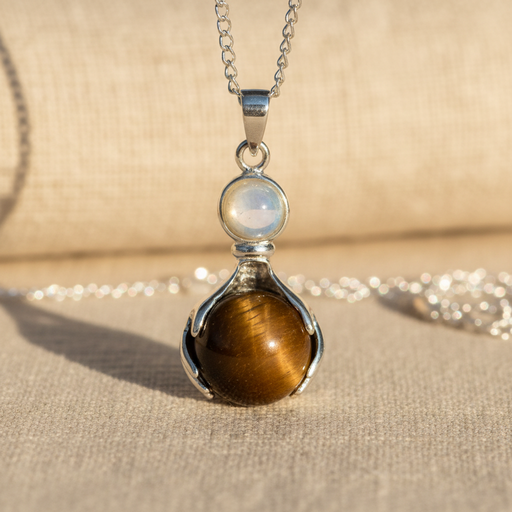 Tiger Eye Pendant - linen background