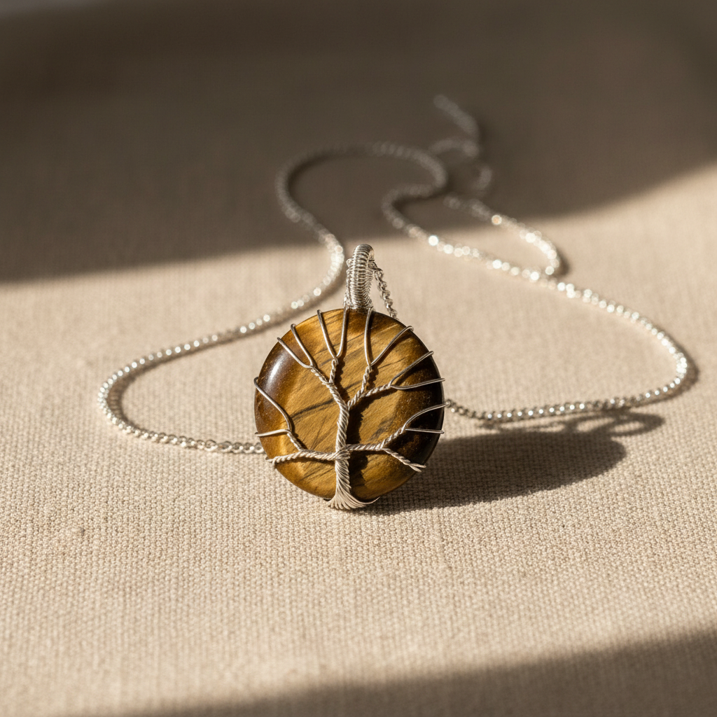 Tiger Eye Tree of Life Necklace - Natural Style