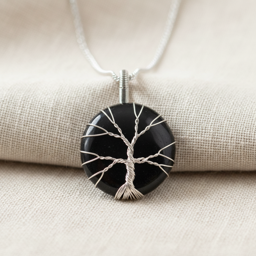Tree of Life Black Onyx - linen background