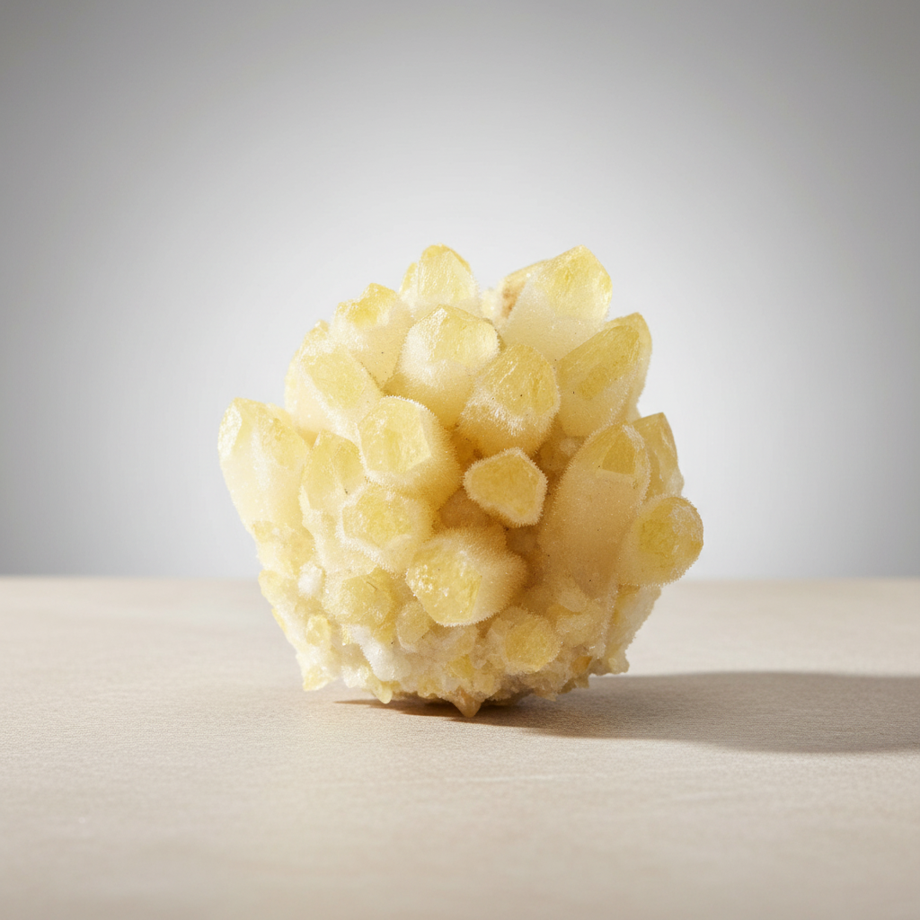 Yellow Ghost Quartz Cluster - Clean Warm Background