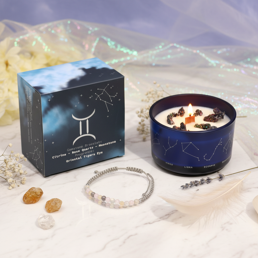 Zodiac Crystal Candle — Gemini Celestial Lifestyle