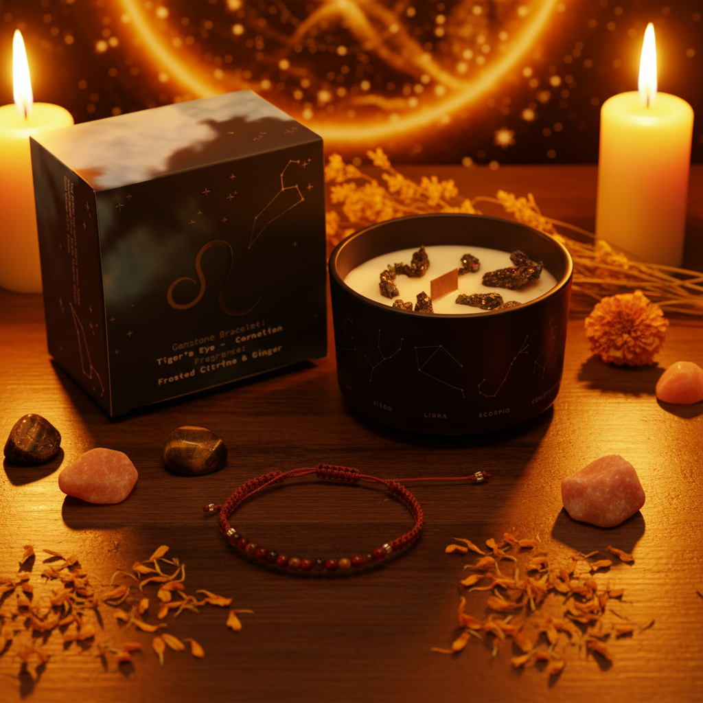 Zodiac Crystal Candle — Leo Celestial Lifestyle