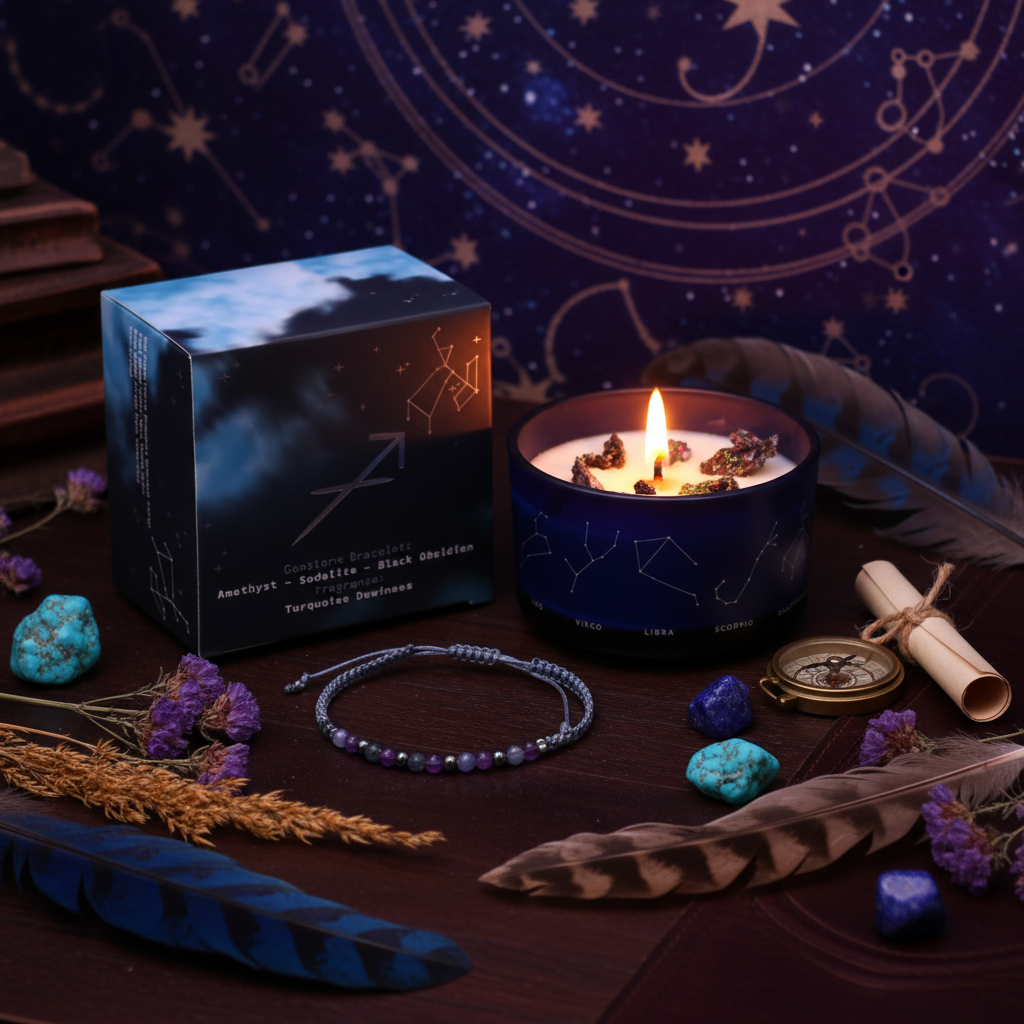 Zodiac Crystal Candle — Sagittarius Celestial Lifestyle